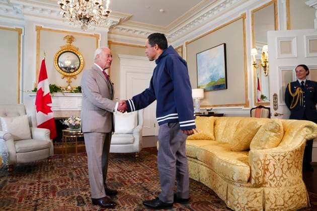 May 26, 2025, Ottawa, On, CANADA: King Charles meets with ITK President Natan Obed at Rideau Hall in Ottawa on Monday, May 26, 2025. King Charles will deliver the throne speech Tuesday, May 27. Ottawa CANADA  - ZUMAc35_ 20250526_zaf_c35_186 Copyright: xSeanxKilpatrickx