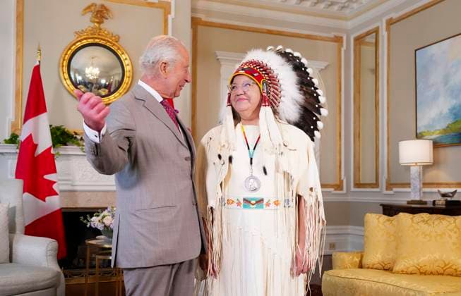 May 26, 2025, Ottawa, On, CANADA: King Charles meets with Assembly of First Nations National Chief Cindy Woodhouse at Rideau Hall in Ottawa on Monday, May 26, 2025. King Charles will deliver the throne speech Tuesday, May 27. Ottawa CANADA  - ZUMAc35_ 20250526_zaf_c35_260 Copyright: xSeanxKilpatrickx