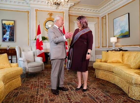 May 26, 2025, Ottawa, On, CANADA: King Charles meets with Mo tis National Council President Victoria Pruden at Rideau Hall on Monday, May 26, 2025. Ottawa CANADA  - ZUMAc35_ 20250526_zaf_c35_264 Copyright: xSeanxKilpatrickx