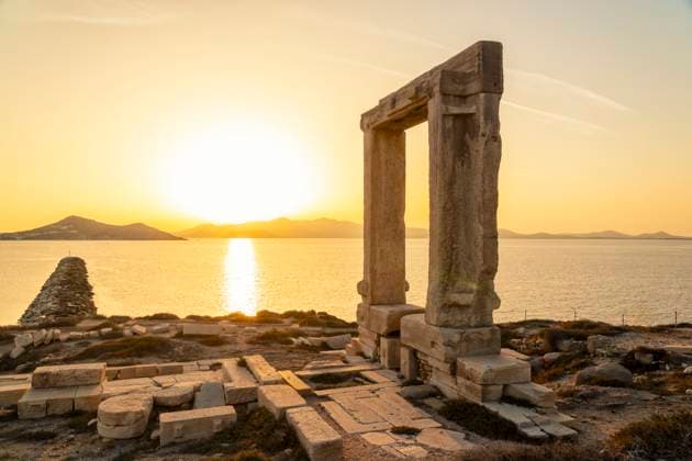 Temple of Apollo ruins at sunset on Naxos Island, Greece, TAMF04756