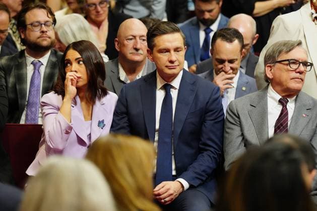 May 27, 2025, Ottawa, On, Canada: Conservative Leader Pierre Poilievre and his wife Anaida Poilievre are shown ahead of King Charles delivering the speech from the throne in the Senate in Ottawa on Tuesday, May 27, 2025. Ottawa Canada  - ZUMAc35_ 20250527_zaf_c35_014 Copyright: xChrisxYoungx