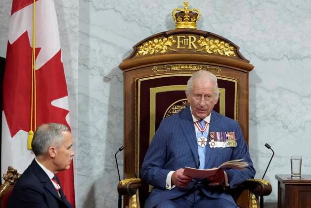 May 27, 2025, Ottawa, On, Canada: King Charles delivers the speech from the throne in the Senate in Ottawa on Tuesday, May 27, 2025. Ottawa Canada  - ZUMAc35_ 20250527_zaf_c35_081 Copyright: xAdrianxWyldx