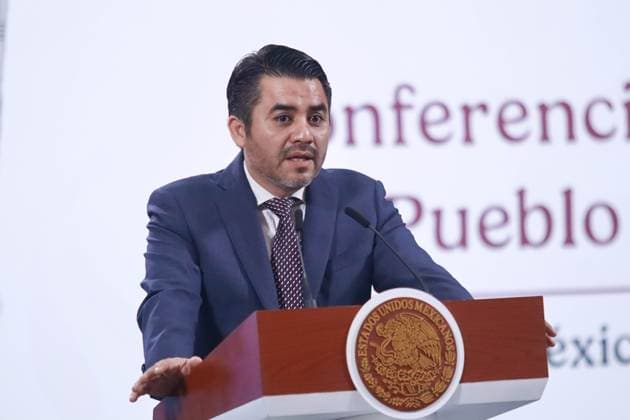 Mexico™s President Claudia Sheinbaum Holds Briefing Efrain Morales Lopez, head of the National Water Commission (CONAGUA), speaks during a briefing conference about the investment of 15,279 million pesos in 17 priority projects for different areas of Mexico. at the National Palace on May 28, 2025, in Mexico City, Mexico. Mexico City CDMX Mexico Copyright: xCarlosxSantiagox