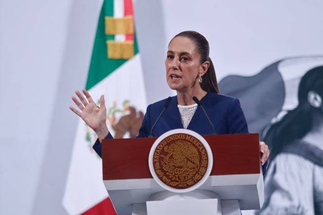 Mexico™s President Claudia Sheinbaum Holds Briefing Mexico™s President Claudia Sheinbaum Pardo, speaks during a briefing conference about the process for the purchase of medicines in different parts of Europe, which represents an investment of 15 billion dollars. at the National Palace. on May 29, 2025 in Mexico City, Mexico. (Photo by Carlos Santiago Eyepix Group) Copyright: xCarlosxSantiago xEyepixxGroupx CS_29052025_156610