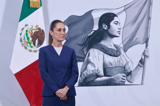 Mexico™s President Claudia Sheinbaum Holds Briefing Mexico™s President Claudia Sheinbaum Pardo, speaks during a briefing conference about the process for the purchase of medicines in different parts of Europe, which represents an investment of 15 billion dollars. at the National Palace. on May 29, 2025 in Mexico City, Mexico. (Photo by Carlos Santiago Eyepix Group) Copyright: xCarlosxSantiago xEyepixxGroupx CS_29052025_156616