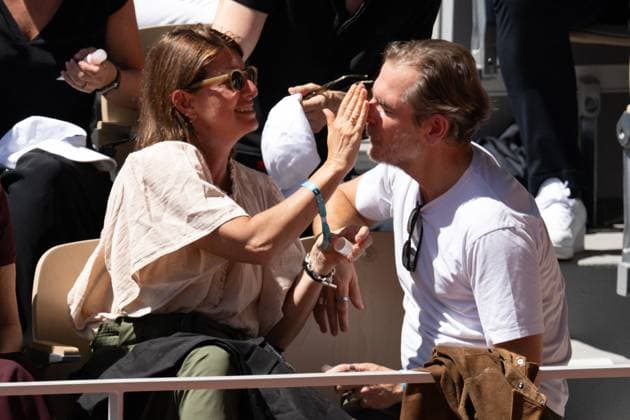 French Open Vips At The Stands LZ Constance Labbe and Tom Leeb attend the Roland Garros 2025 tournament on May 30, 2025 in Paris, France. Photo by Laurent Zabulon ABACAPRESS.COM Paris  Copyright: xZabulonxLaurent ABACAx