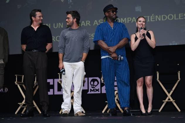 Comic Con Experience Mexico 2025 ˜CCXP™ - Day 2 (L-R) Rupert Friend, Jonathan Bailey, Mahershala Ali, Scarlett Johansson during a conference for the announcement of the film Jurassic World Rebirth as part of the the 2nd edition of Comic Con Experience Mexico 2025 ˜CCXP™ at Centro Banamex. on May 31, 2025 in Mexico City, Mexico. Mexico City CDMX Mexico Copyright: xCarlosxTischlerx