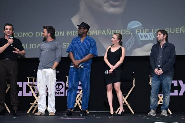 Comic Con Experience Mexico 2025 ˜CCXP™ - Day 2 (L-R) Rupert Friend, Jonathan Bailey, Mahershala Ali, Scarlett Johansson and Gareth Edwards during a conference for the announcement of the film Jurassic World Rebirth as part of the the 2nd edition of Comic Con Experience Mexico 2025 ˜CCXP™ at Centro Banamex. on May 31, 2025 in Mexico City, Mexico. Mexico City CDMX Mexico Copyright: xCarlosxTischlerx