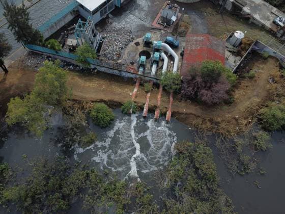 Heavy Rains Hit Mexico Causing Floods Aerial view of flooded streets near the La Colmena pumping plant, on the border between the State of Mexico and Mexico City after the heavy rains that hit Mexico, affecting several municipalities. on June 3, 2025 in Mexico City, Mexico. (Photo by Carlos Santiago Eyepix Group) Copyright: xCarlosxSantiago xEyepixxGroupx CS_03062025_157531