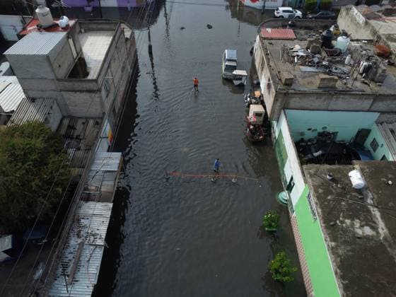 Heavy Rains Hit Mexico Causing Floods Aerial view of flooded streets near the La Colmena pumping plant, on the border between the State of Mexico and Mexico City after the heavy rains that hit Mexico, affecting several municipalities. on June 3, 2025 in Mexico City, Mexico. (Photo by Carlos Santiago Eyepix Group) Copyright: xCarlosxSantiago xEyepixxGroupx CS_03062025_157532