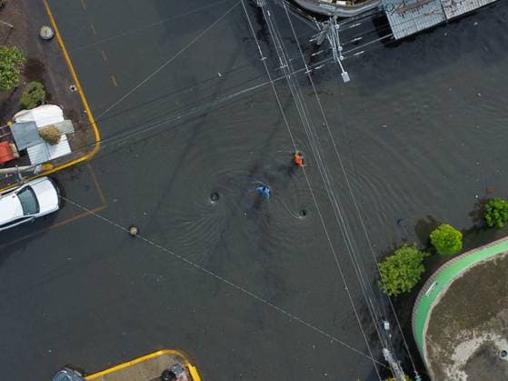 Heavy Rains Hit Mexico Causing Floods Aerial view of flooded streets near the La Colmena pumping plant, on the border between the State of Mexico and Mexico City after the heavy rains that hit Mexico, affecting several municipalities. on June 3, 2025 in Mexico City, Mexico. (Photo by Carlos Santiago Eyepix Group) Copyright: xCarlosxSantiago xEyepixxGroupx CS_03062025_157543