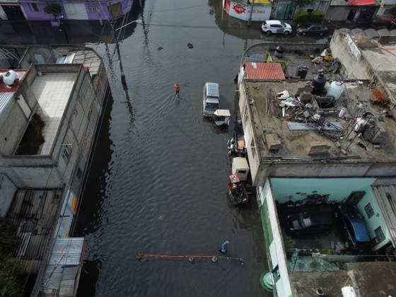 Heavy Rains Hit Mexico Causing Floods Aerial view of flooded streets near the La Colmena pumping plant, on the border between the State of Mexico and Mexico City after the heavy rains that hit Mexico, affecting several municipalities. on June 3, 2025 in Mexico City, Mexico. (Photo by Carlos Santiago Eyepix Group) Copyright: xCarlosxSantiago xEyepixxGroupx CS_03062025_157549