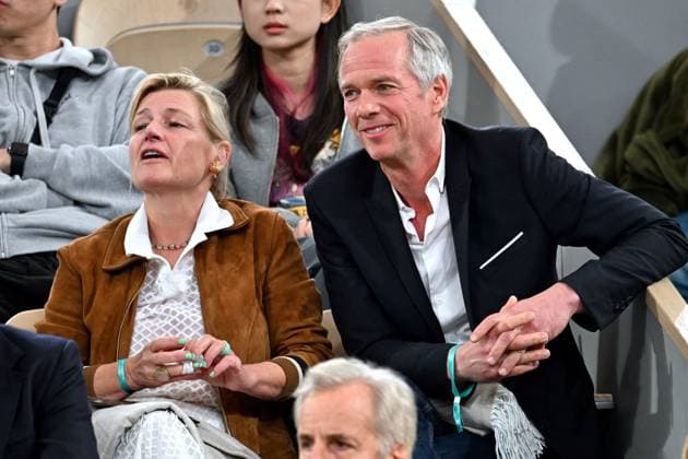 French Open - VIPs In The Stands - Day 11 Anne-Elisabeth Lemoine and Julien Arnaud seen in the stands during French Open at Roland Garros on June 03, 2025 in Paris, France. Photo by ABACAPRESS.COM Paris France  Copyright: xABACAx