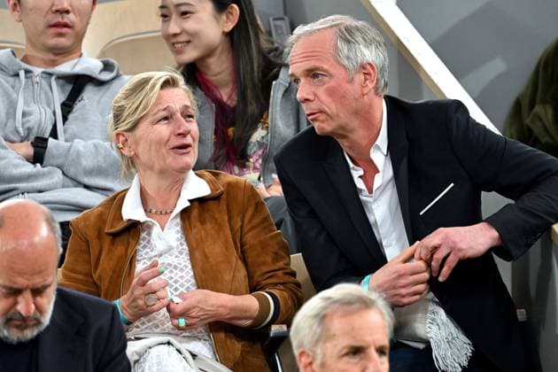 French Open - VIPs In The Stands - Day 11 Anne-Elisabeth Lemoine and Julien Arnaud seen in the stands during French Open at Roland Garros on June 03, 2025 in Paris, France. Photo by ABACAPRESS.COM Paris France  Copyright: xABACAx