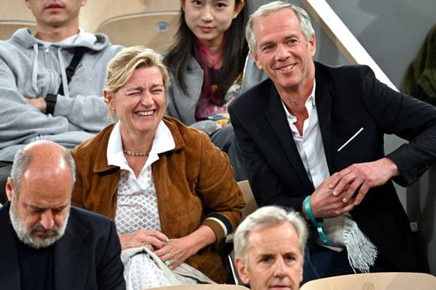 French Open - VIPs In The Stands - Day 11 Anne-Elisabeth Lemoine and Julien Arnaud seen in the stands during French Open at Roland Garros on June 03, 2025 in Paris, France. Photo by ABACAPRESS.COM Paris France  Copyright: xABACAx