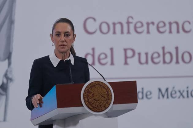 Mexico™s President Claudia Sheinbaum Holds Briefing Mexico s President, Claudia Sheinbaum Pardo, speaks during a briefing conference about the Judicial Branch Election results that gives Hugo Aguilar, who is leading in the polls, as the virtual winner. at the National Palace. on June 4, 2025 in Mexico City, Mexico. (Photo by Carlos Santiago Eyepix Group) Copyright: xCarlosxSantiago xEyepixxGroupx CS_04062025_157585