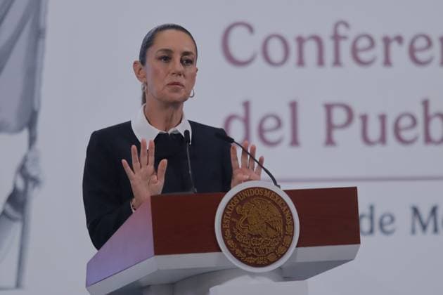 Mexico™s President Claudia Sheinbaum Holds Briefing Mexico s President, Claudia Sheinbaum Pardo, speaks during a briefing conference about the Judicial Branch Election results that gives Hugo Aguilar, who is leading in the polls, as the virtual winner. at the National Palace. on June 4, 2025 in Mexico City, Mexico. (Photo by Carlos Santiago Eyepix Group) Copyright: xCarlosxSantiago xEyepixxGroupx CS_04062025_157587