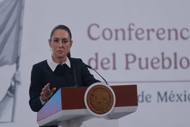 Mexico™s President Claudia Sheinbaum Holds Briefing Mexico s President, Claudia Sheinbaum Pardo, speaks during a briefing conference about the Judicial Branch Election results that gives Hugo Aguilar, who is leading in the polls, as the virtual winner. at the National Palace. on June 4, 2025 in Mexico City, Mexico. (Photo by Carlos Santiago Eyepix Group) Copyright: xCarlosxSantiago xEyepixxGroupx CS_04062025_157595