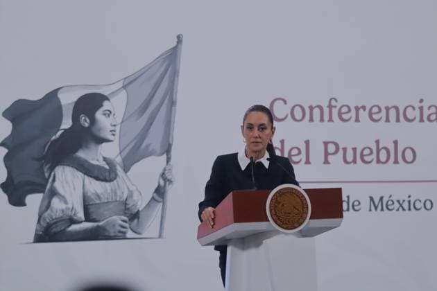 Mexico s President, Claudia Sheinbaum Pardo, speaks during a briefing conference about the Judicial Branch Election results that gives Hugo Aguilar, who is leading in the polls, as the virtual winner. at the National Palace. on June 4, 2025 in Mexico City, Mexico. Mexico City Mexico - ZUMAe321 20250604_zia_e321_001 Copyright: xCarlosxSantiagox