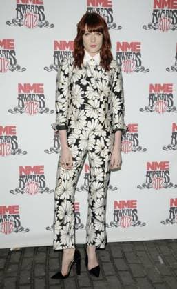 The NME Awards 2012 Florence Welch of Florence and The Machine attended the NME Awards 2012, O2 Academy Brixton, Stockwell Rd., London, England February 29th, 2012 full length black white playsuit floral print CAP CAN Can Nguyen London UK Great Britain Copyright: xCanxNguyen CapitalxPicturesx
