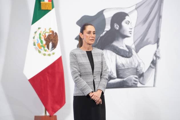 Mexico™s President Claudia Sheinbaum Holds Briefing Mexico s President, Claudia Sheinbaum, during a peres conference, expressed her rejection of the violence of the CNTE teachers as they attempted to enter the Ministry of the Interior. at the National Palace. on June 5, 2025 in Mexico City, Mexico. (Photo by Carlos Santiago Eyepix Group) Copyright: xCarlosxSantiago xEyepixxGroupx CS_05062025_157767