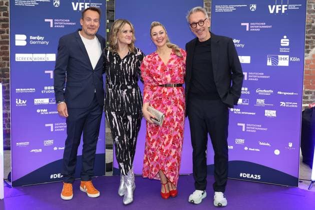 Rolf Hellgardt, Lisa Feller, Ruth Moschner and Axel Kuehn at the presentation of The German Entertainment Award on 5 06 2025 at the Harbour Club in Cologne German Entertainment Award 2025 in Cologne