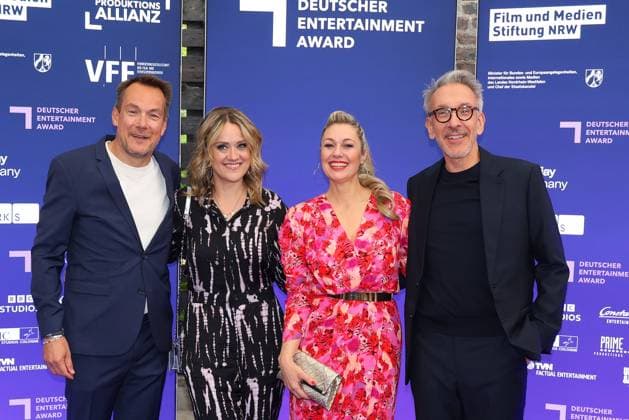 Rolf Hellgardt, Lisa Feller, Ruth Moschner and Axel Kuehn at the presentation of The German Entertainment Award on 5 06 2025 at the Harbour Club in Cologne German Entertainment Award 2025 in Cologne
