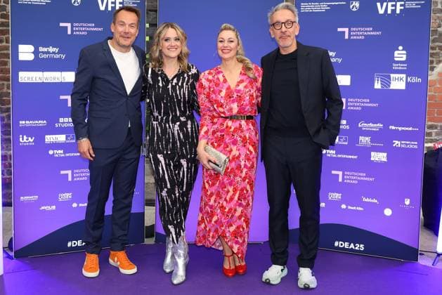 Rolf Hellgardt, Lisa Feller, Ruth Moschner and Axel Kuehn at the presentation of The German Entertainment Award on 5 06 2025 at the Harbour Club in Cologne German Entertainment Award 2025 in Cologne
