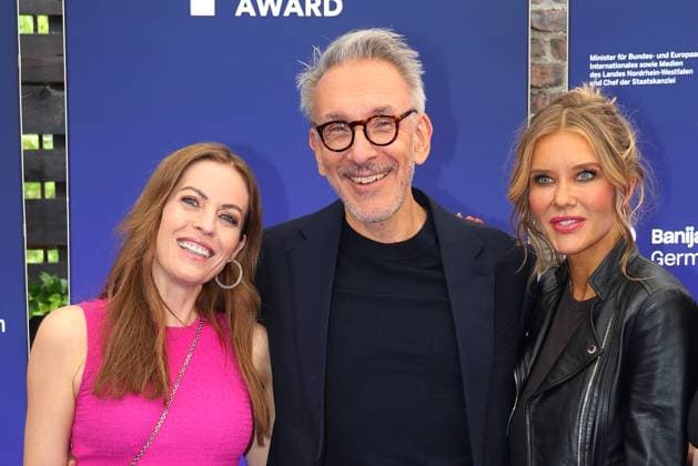 Jule Goelsdorf, Axel Kuehn and Laura Karasek at the presentation of The German Entertainment Award on 5 06 2025 at the Harbour Club in Cologne German Entertainment Award 2025 in Cologne