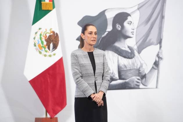 Mexico s President, Claudia Sheinbaum, during a peres conference, expressed her rejection of the violence of the CNTE teachers as they attempted to enter the Ministry of the Interior. at the National Palace. on June 5, 2025 in Mexico City, Mexico. Mexico City Mexico - ZUMAe321 20250605_zia_e321_014 Copyright: xCarlosxSantiagox