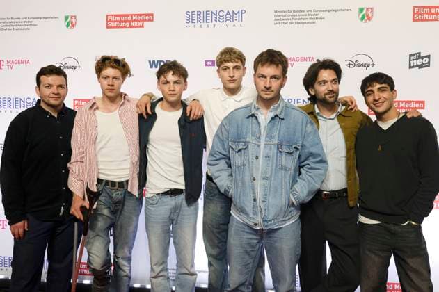 Arkadij Khaet, Arsseni Bultmann, Nico Marischka, Jonathan Kriener, Johannes Kienast, Mickey Paatzsch and Loran Alhasan at the premiere of the ZDFneo series Chabos at the 11 Series Camp Festival 2025 at the Cinenova cinema in Cologne, 05 06 2025 Foto:xR.xSchmiegeltx xFuturexImagex chabos_5647