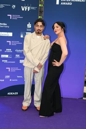 Comedian Tony Bauer and Tülin Sezgin aka Conny attend the German Entertainment Award 2025 ceremony