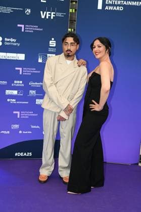 Comedian Tony Bauer and Tülin Sezgin aka Conny attend the German Entertainment Award 2025 ceremony