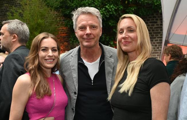 Presenters Jule Goelsdorf, Jörg Pilawa and Christine Langner, l-r, attend the German Entertainment Award 2025 ceremony
