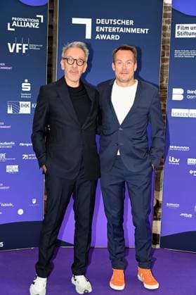 Journalist Axel Kuehn, Managing Director of Tresor TV and Rolf Hellgardt, Managing Director of Prime Productions attend the German Entertainment Award 2025 ceremony