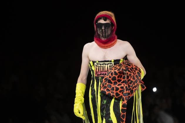 A model presents a creation from Lars Mertens during the Show 2025 end of year fashion show showcasing the creations of students from the bachelor s and master s degree of the fashion department of the Royal Academy of Fine Arts - AP Hogeschool, in Antwerp, Friday 06 June 2025.  KRISTOFxVANxACCOM 126322943