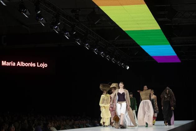 A model presents a creation from Maria Albores Lojo during the Show 2025 end of year fashion show showcasing the creations of students from the bachelor s and master s degree of the fashion department of the Royal Academy of Fine Arts - AP Hogeschool, in Antwerp, Friday 06 June 2025.  KRISTOFxVANxACCOM 126340522