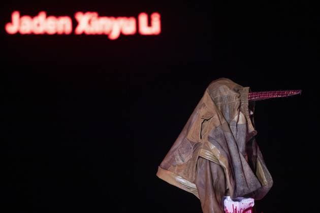 A model presents a creation from Jaden Xinyu Li during the Show 2025 end of year fashion show showcasing the creations of students from the bachelor s and master s degree of the fashion department of the Royal Academy of Fine Arts - AP Hogeschool, in Antwerp, Friday 06 June 2025.  KRISTOFxVANxACCOM 126340930