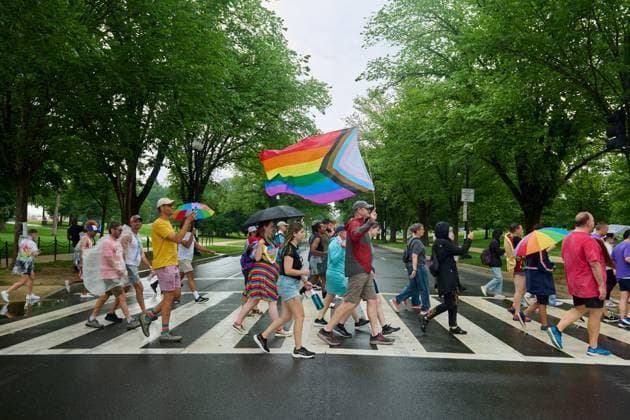 News Themen der Woche KW23 World Pride 2025 Parade in Washington People rally and march in the 2025 World Pride DC celebration of LGBTQ rights in Washington D.C., USA, on Sunday, June 8, 2025. Washington District of Columbia United States Copyright: xDominicxGwinnx