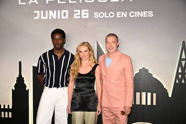 F1: The Movie Photocall (L-R) Damson Idris, Kerry Condon and Brad Pitt attend Photocall for F1: The Movie at Sofitel Hotel. on June 9, 2025 in Mexico City, Mexico. (Photo by Carlos Tischler Eyepix Group) Copyright: xCarlosxTischler xEyepixxGroupx CT_09062025_124310