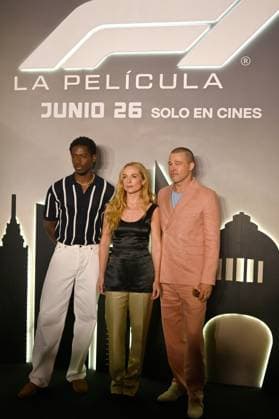 F1: The Movie Photocall (L-R) Damson Idris, Kerry Condon and Brad Pitt attend Photocall for F1: The Movie at Sofitel Hotel. on June 9, 2025 in Mexico City, Mexico. (Photo by Carlos Tischler Eyepix Group) Copyright: xCarlosxTischler xEyepixxGroupx CT_09062025_124314