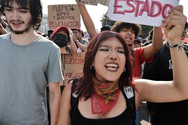 June 10, 2025, Mexico, Cdmx, Mexico: Protesters gather to commemorate the anniversary of the Halconazo or Corpus Christi massacre. This event occurred on June 10, 1971, when, on orders from the Mexican government, police, army, and plainclothes paramilitaries violently suppressed a student demonstration against the president of the time, Luis EcheverroÂa. Mexico Mexico - ZUMAp204 20250610_zip_p204_005 Copyright: xJosuexPerezx