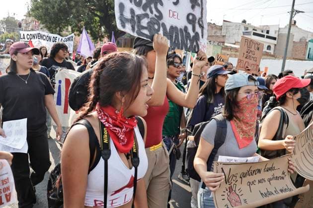 June 10, 2025, Mexico, Cdmx, Mexico: Protesters gather to commemorate the anniversary of the Halconazo or Corpus Christi massacre. This event occurred on June 10, 1971, when, on orders from the Mexican government, police, army, and plainclothes paramilitaries violently suppressed a student demonstration against the president of the time, Luis EcheverroÂa. Mexico Mexico - ZUMAp204 20250610_zip_p204_007 Copyright: xJosuexPerezx