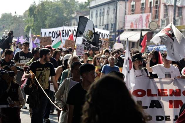 June 10, 2025, Mexico, Cdmx, Mexico: Protesters gather to commemorate the anniversary of the Halconazo or Corpus Christi massacre. This event occurred on June 10, 1971, when, on orders from the Mexican government, police, army, and plainclothes paramilitaries violently suppressed a student demonstration against the president of the time, Luis EcheverroÂa. Mexico Mexico - ZUMAp204 20250610_zip_p204_016 Copyright: xJosuexPerezx