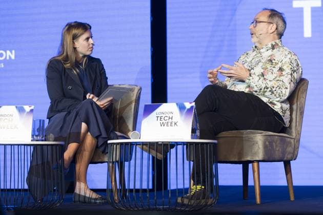 London Tech Week LONDON, UNITED KINGDOM - June 11: Princess Beatrice York, Founder of By-Eq talks with Jimmy Wales, Founder of Wikipedia during London Tech Week event held at Olympia in London, Britain, 11 June 2025. Ray Tang Anadolu London United Kingdom. Editorial use only. Please get in touch for any other usage.  Copyright: x2025xAnadoluxRayxTangx