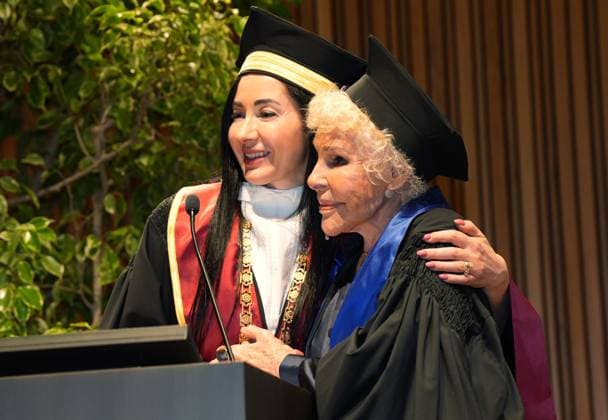 Milan, University of Studies, Awarding of the Honorary Master s Degree in Music, Culture, Media Performance to Ornella Vanoni, pictured with the rector Marina Brambilla  Copyright: xDuilioxPiaggesix xipa-agency.netx xDuilioxPiaggesix IPA_Agency_IPA58927206