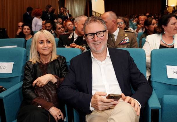 Milan, University of Studies, Awarding of the Honorary Master s Degree in Music, Culture, Media Performance to Ornella Vanoni, in the photo Fabio Fazio and Luciana Littizzetto  Copyright: xDuilioxPiaggesix xipa-agency.netx xDuilioxPiaggesix IPA_Agency_IPA58927447