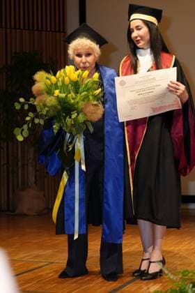 Milan, University of Studies, Awarding of the Honorary Master s Degree in Music, Culture, Media Performance to Ornella Vanoni, pictured with the rector Marina Brambilla  Copyright: xDuilioxPiaggesix xipa-agency.netx xDuilioxPiaggesix IPA_Agency_IPA58927359