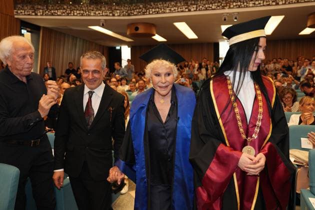 Milan, University of Studies, Awarding of the Honorary Master s Degree in Music, Culture, Media Performance to Ornella Vanoni, pictured with Fresu and Marina Brambilla  Copyright: xDuilioxPiaggesix xipa-agency.netx xDuilioxPiaggesix IPA_Agency_IPA58927489