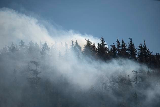 June 11, 2025, Squamish, B.C, CANADA: Smoke from the Dryden Creek Wildfire, photographed just north of Squamish, B.C., on Wednesday, June 11, 2025. Squamish CANADA  - ZUMAc35_ 20250611_zaf_c35_068 Copyright: xTijanaxMartinx